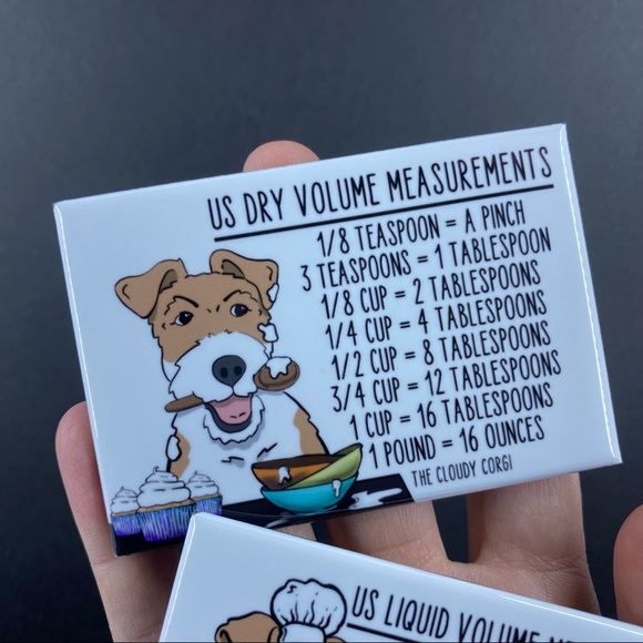 Wire Fox Terrier Dog Kitchen Measuring Chart Magnet Set Handmade Kitchen Guide - Picture 3 of 3